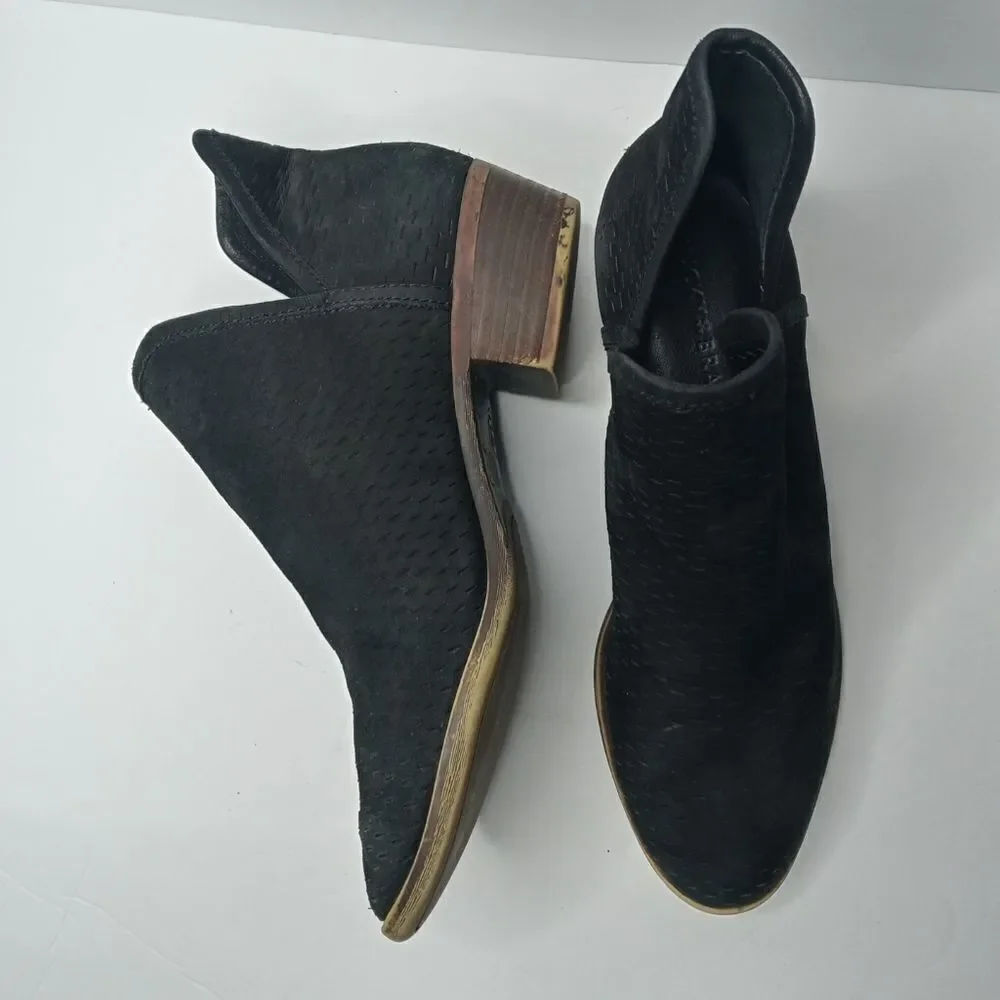 Lucky Brand Baley Black Perforated Leather Booties